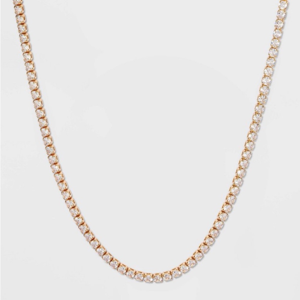 Crystal Rhinestone Tennis Chain Necklace - A New
Day Gold NWT